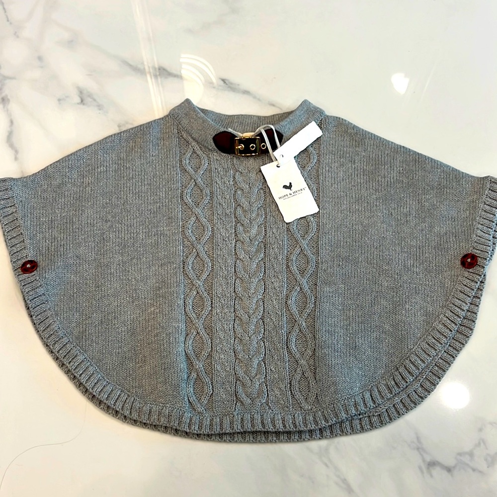 Gray Sweater Cape.  Hope and Henry. Organic Cotton